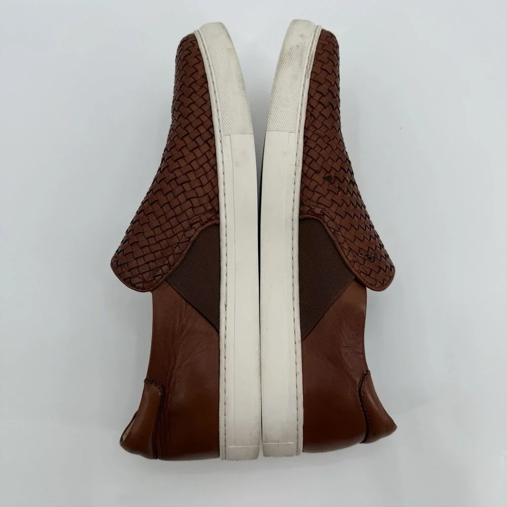 H.S. Trask Woven Calfskin Brown Leather Slip On Sneakers Mens Shoes Size‎ 13 M